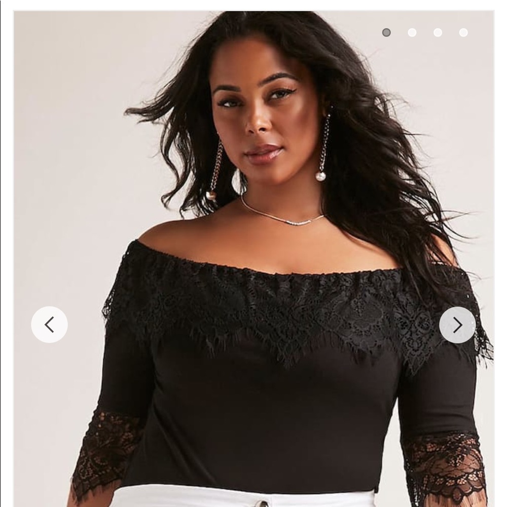 Black off the shoulder lace body suit 2x